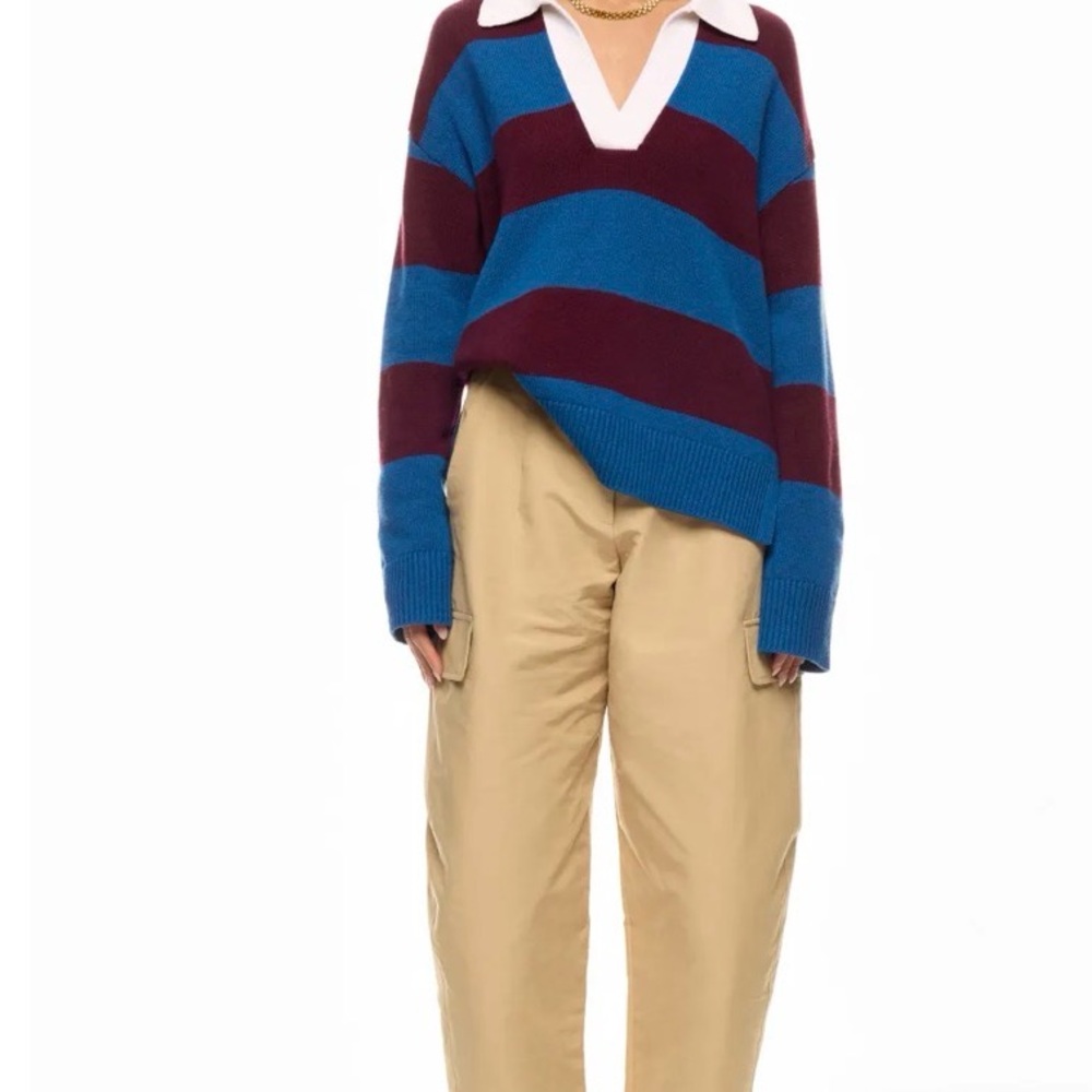 Rails V-Neck Sweater - Blue and Burgundy